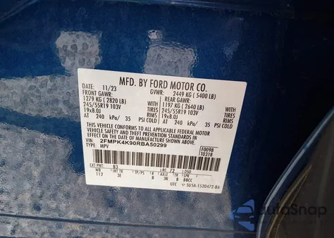 2024 Ford Edge Titanium z USA, uszkodzony, nr VIN 2FMPK4K90RBA50299